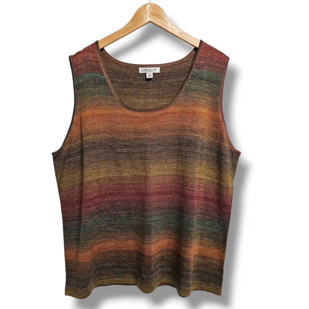 Coldwater Creek Sweater Tank 3X Womens Space Dye Scoop Neck Earthy Fall Granola